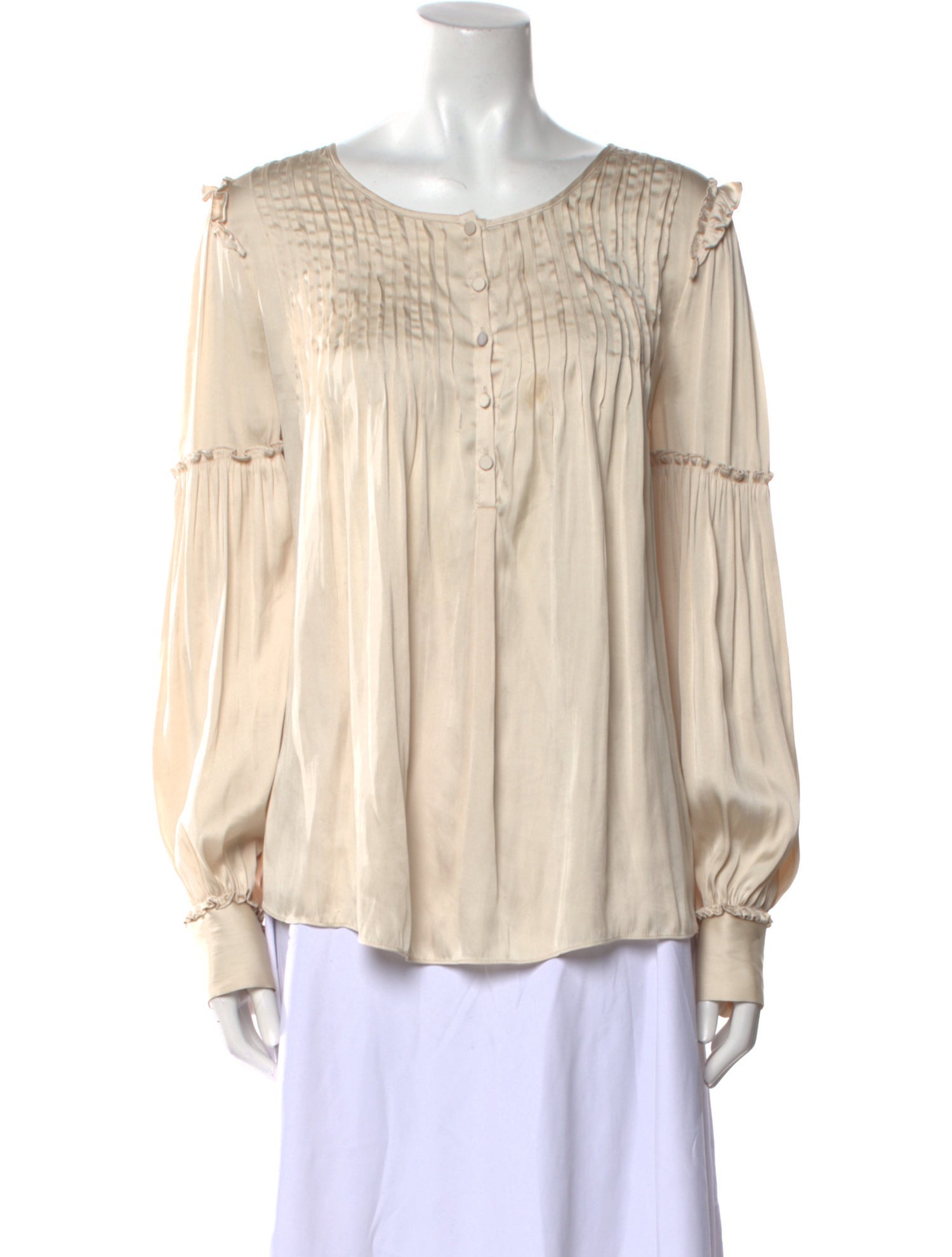 LoveShackFancy Scoop Neck Long Sleeve Blouse