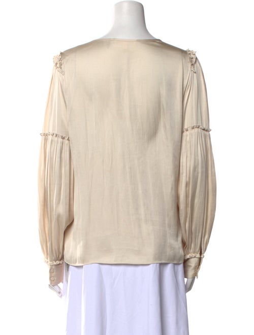 LoveShackFancy Scoop Neck Long Sleeve Blouse