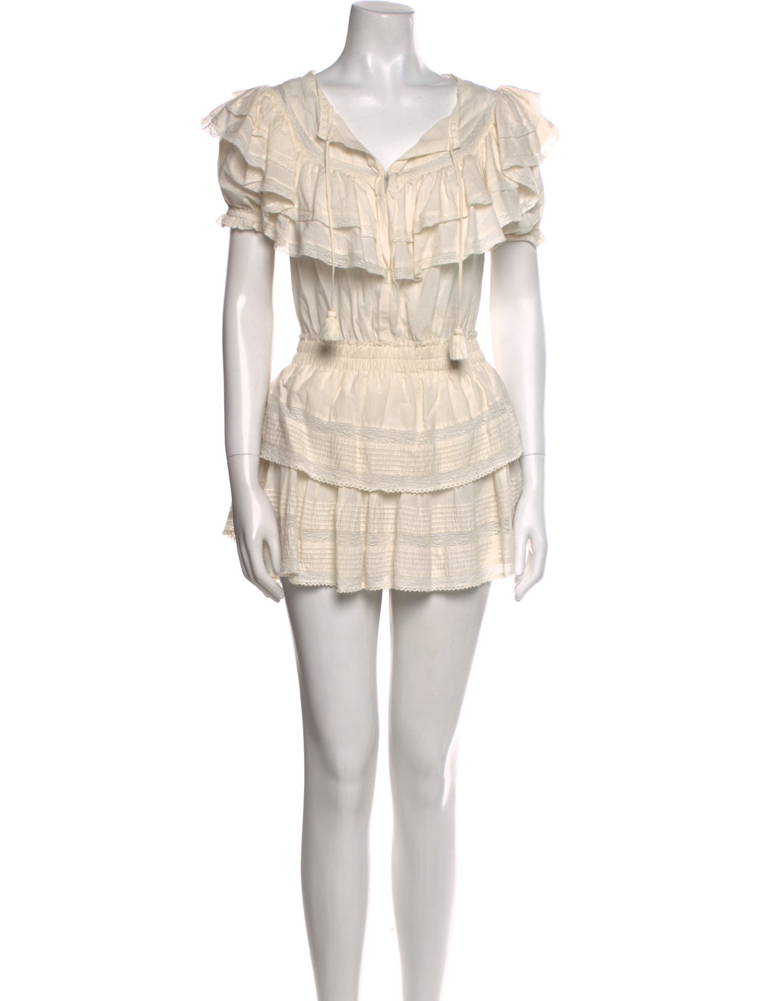 LoveShackFancy V-Neck Mini Dress