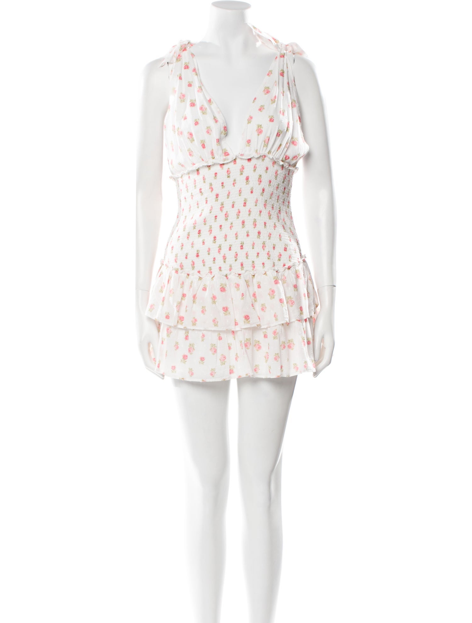 LoveShackFancy Floral Print Mini Dress