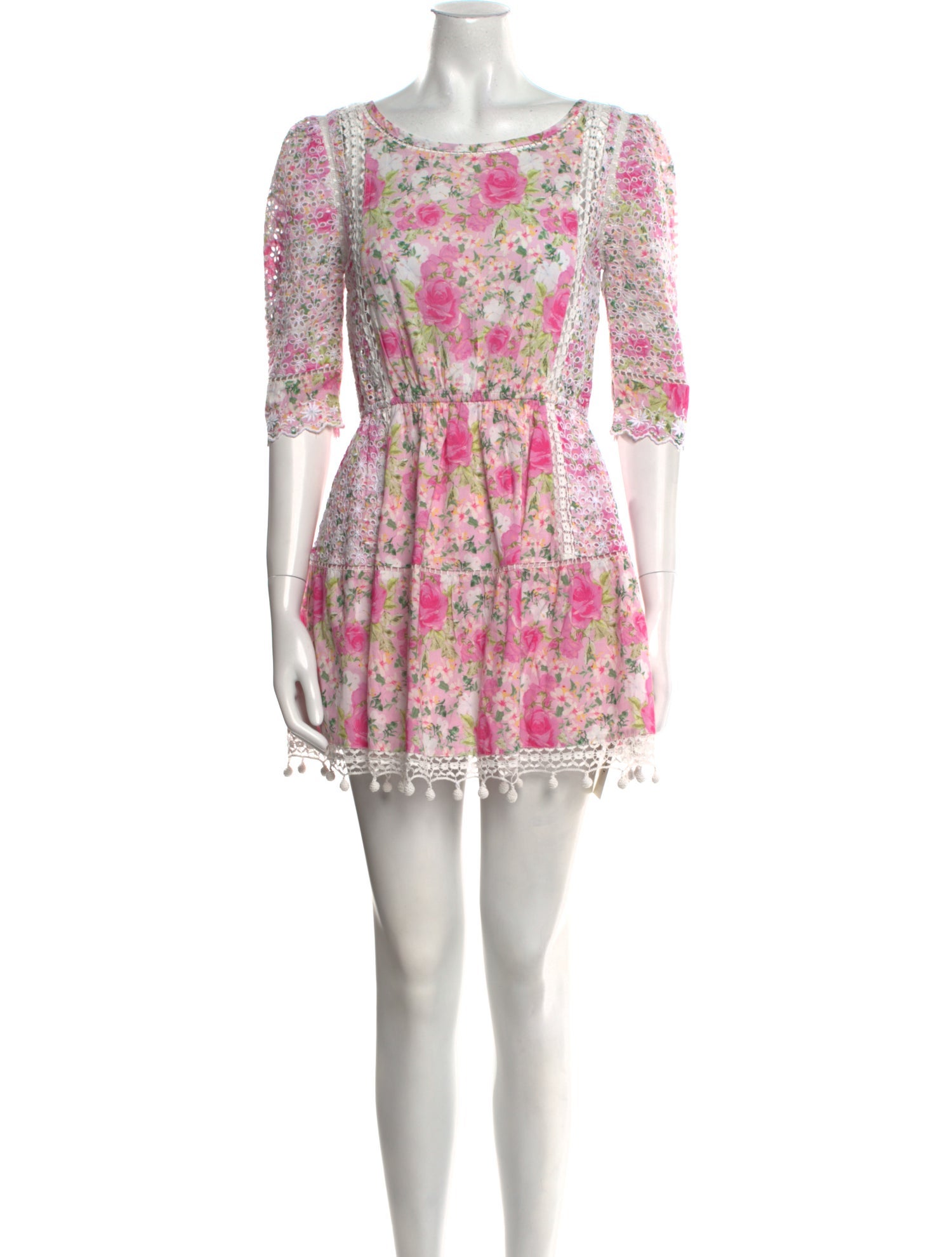 LoveShackFancy Floral Print Mini Dress