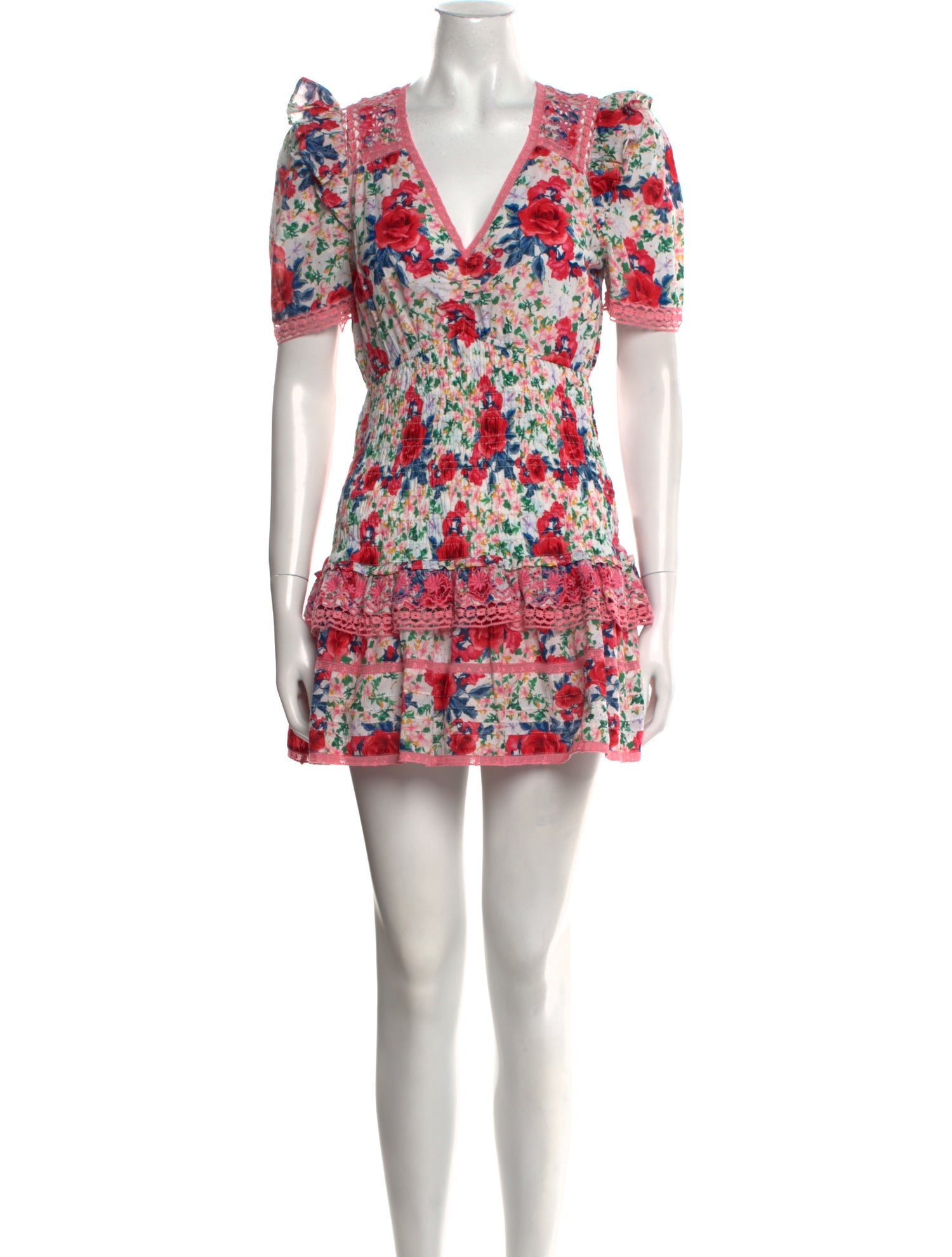 LoveShackFancy Floral Print Mini Dress