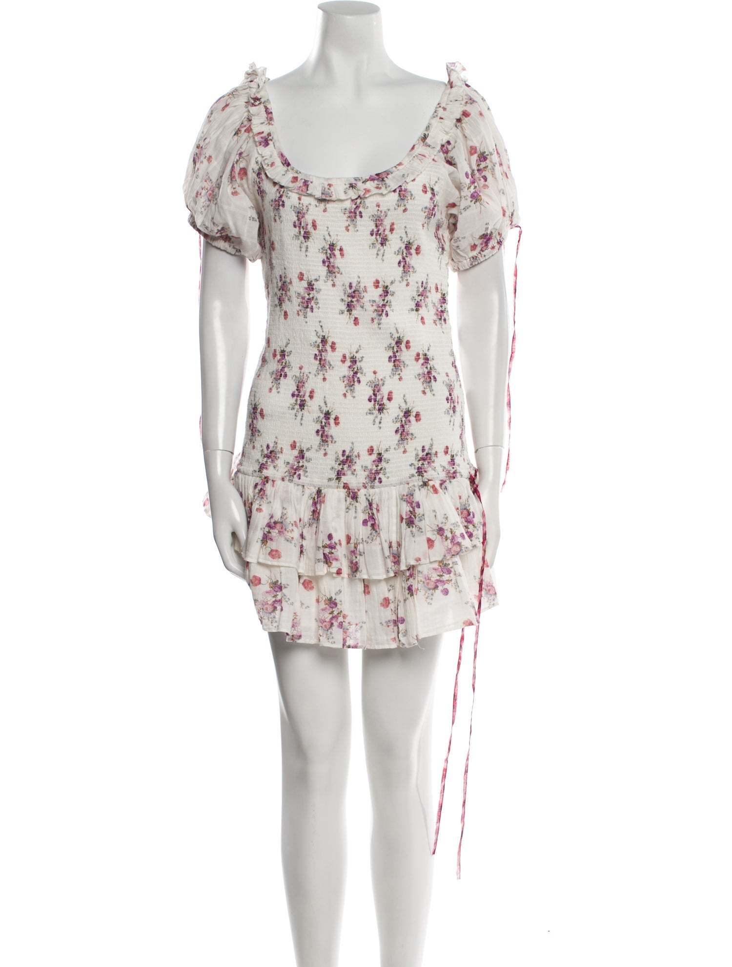 LoveShackFancy Floral Print Mini Dress