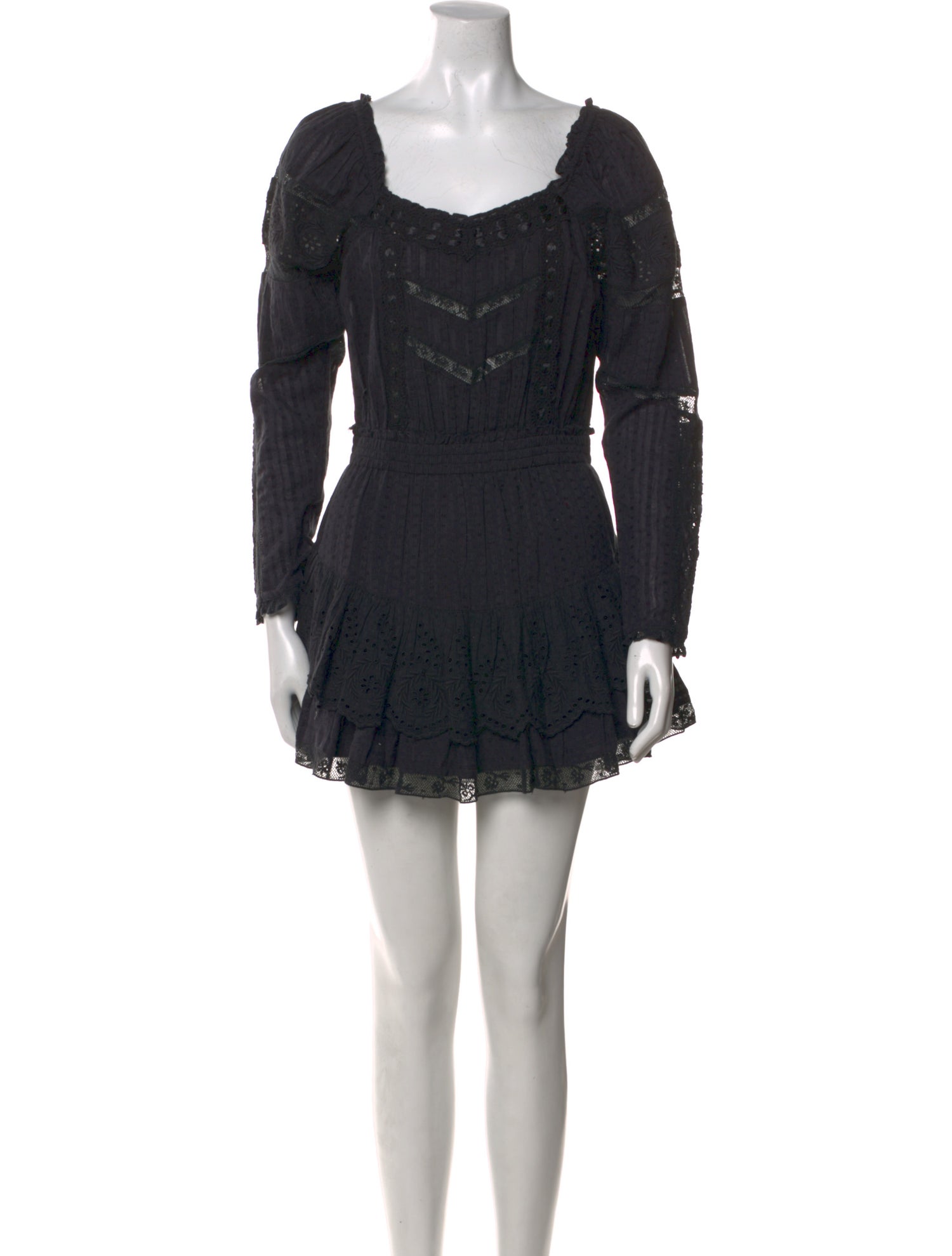 LoveShackFancy Square Neckline Mini Dress