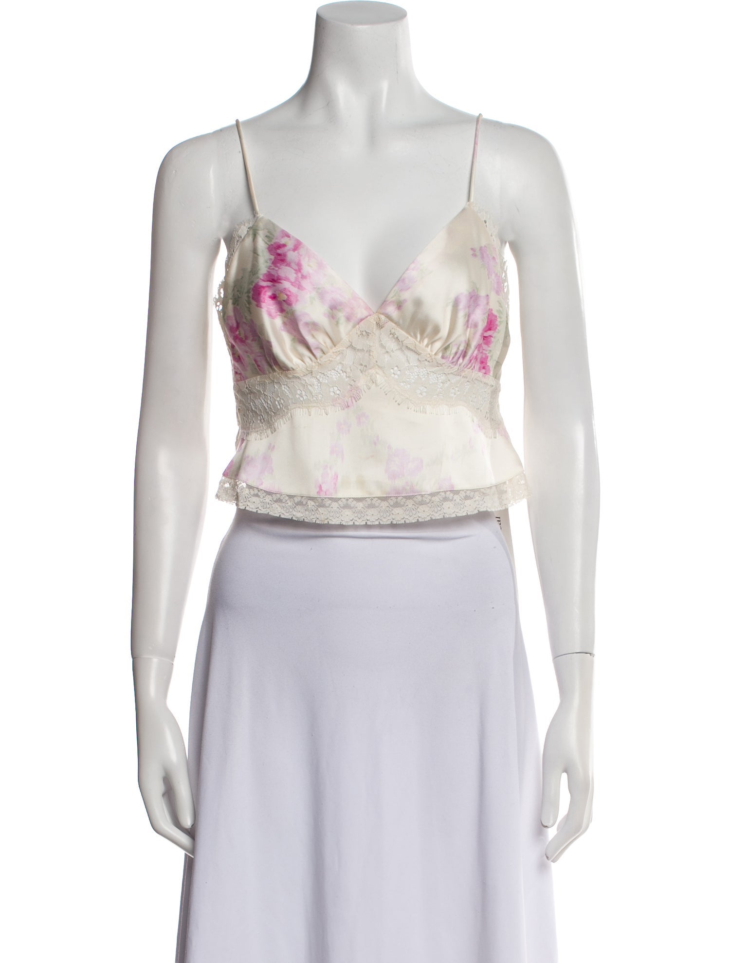 LoveShackFancy Paisley Print V-Neck Crop Top