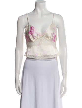 LoveShackFancy Paisley Print V-Neck Crop Top