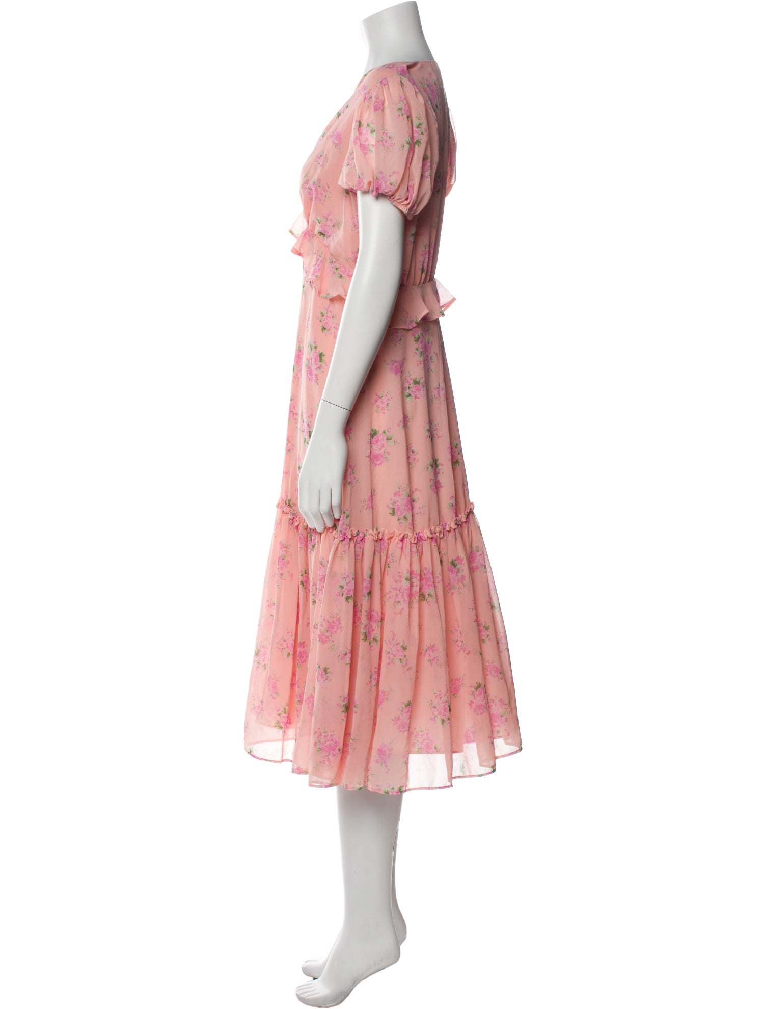 LoveShackFancy Floral Print Midi Length Dress