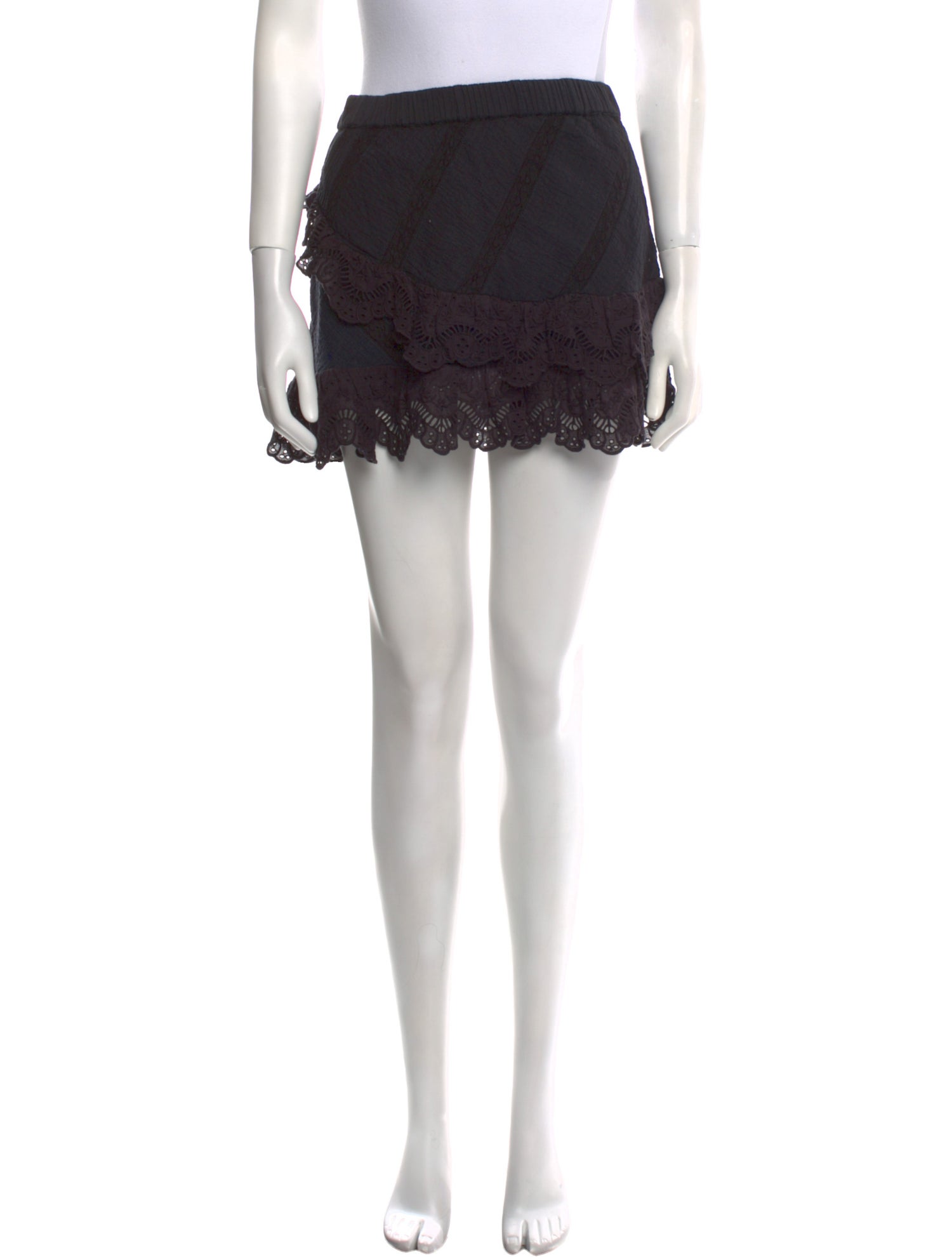 LoveShackFancy Eyelet Trim Mini Skirt