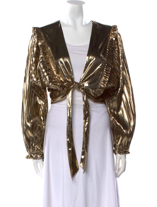 LoveShackFancy Printed V-Neck Crop Top