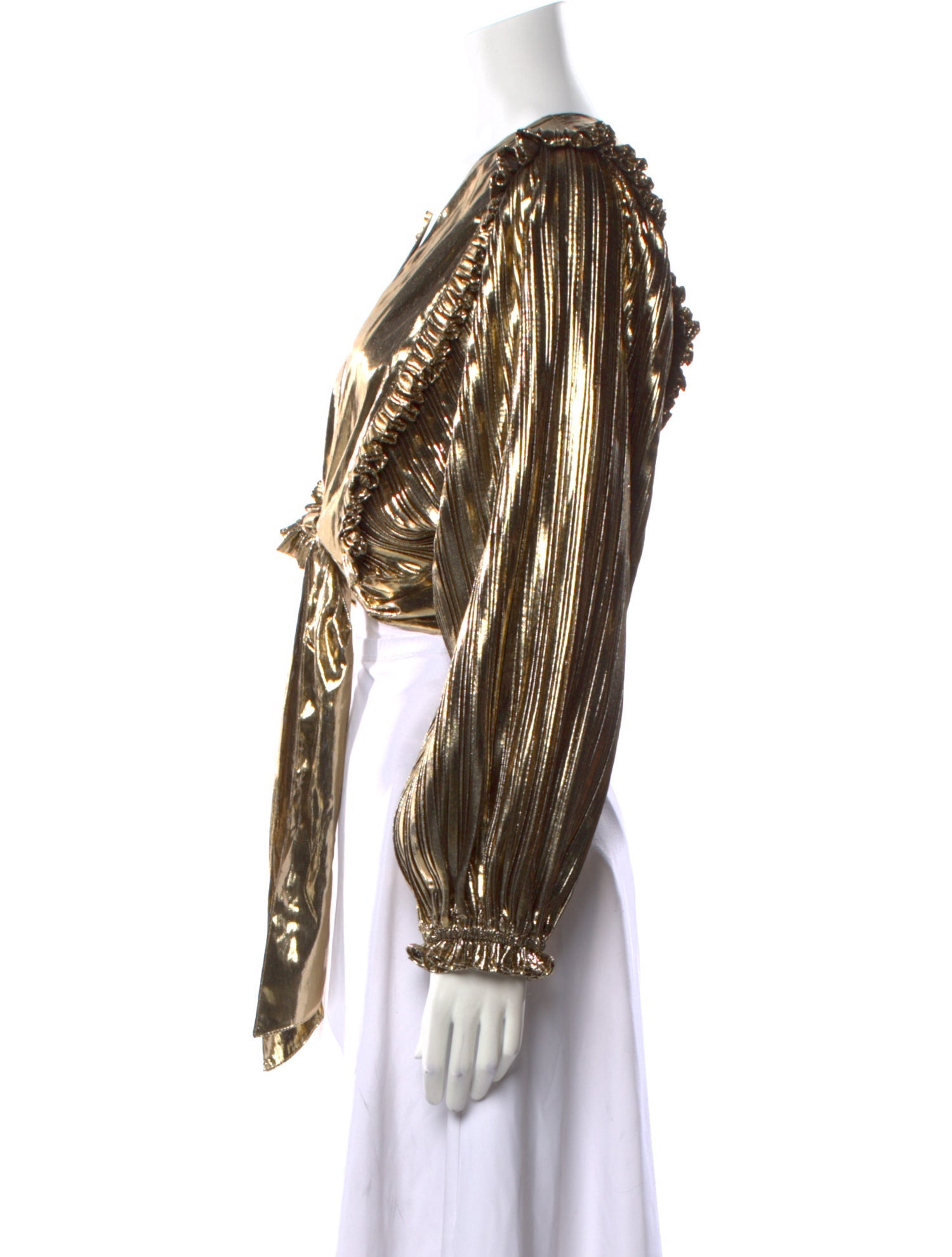 LoveShackFancy Printed V-Neck Crop Top