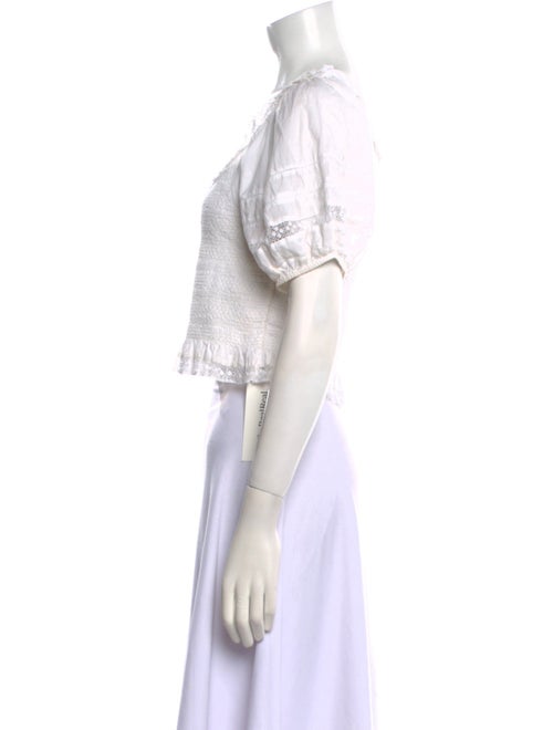 LoveShackFancy Scoop Neck Short Sleeve Crop Top