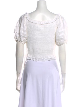 LoveShackFancy Scoop Neck Short Sleeve Crop Top