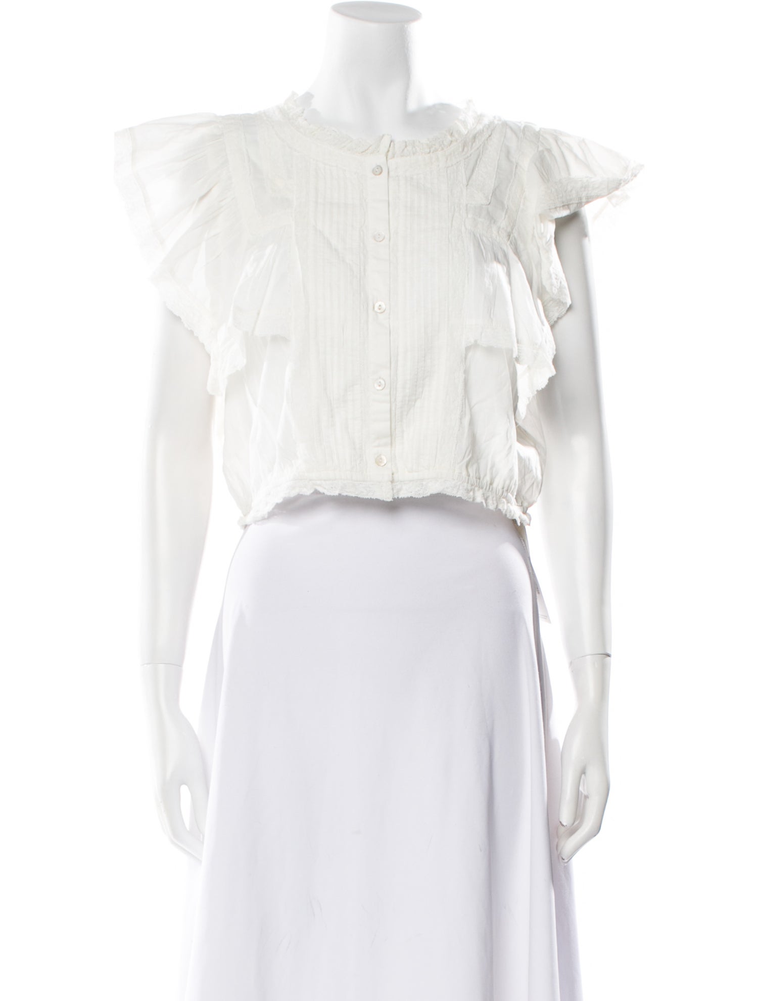 LoveShackFancy Bateau Neckline Short Sleeve Crop Top w/ Tags