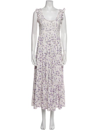 LoveShackFancy Floral Print Long Dress