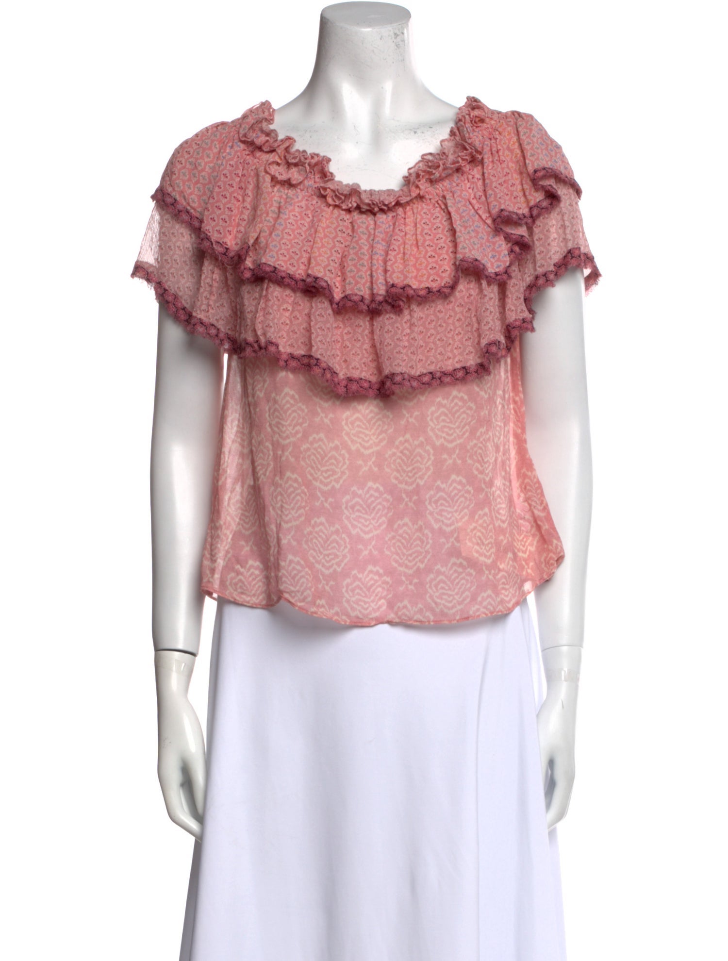 LoveShackFancy Silk Lace Pattern Blouse