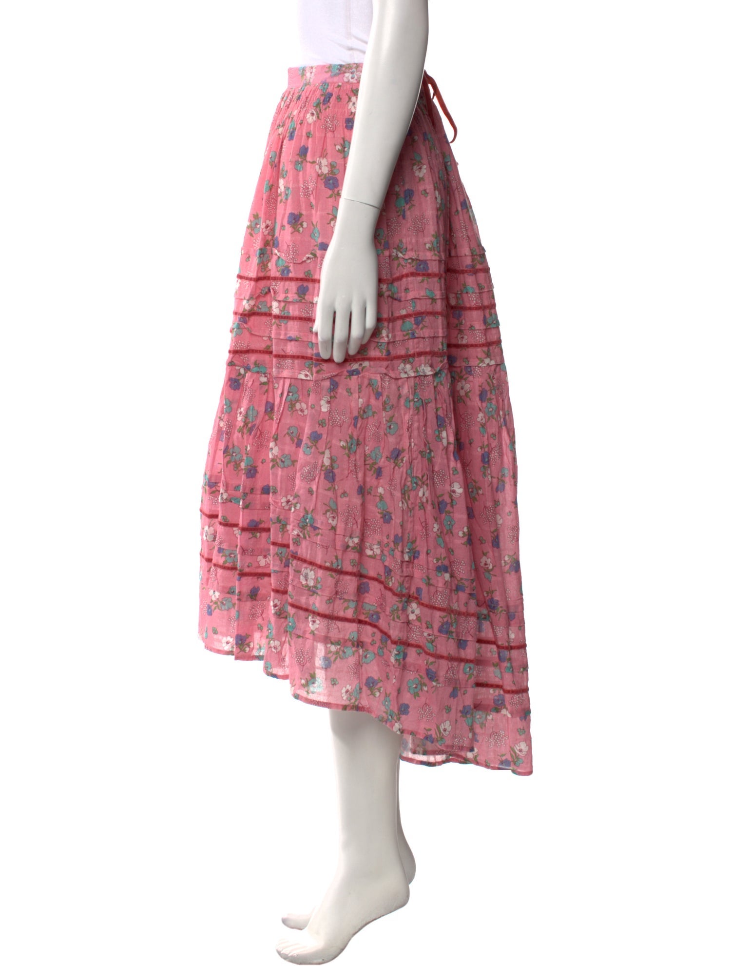 LoveShackFancy Printed Midi Length Skirt