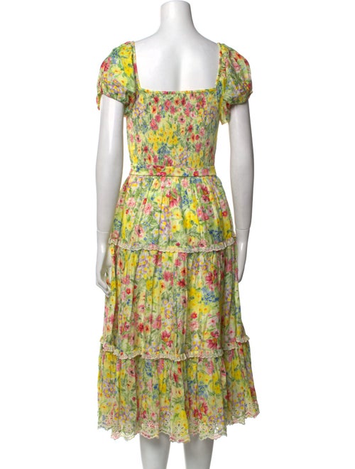 LoveShackFancy Floral Print Midi Length Dress
