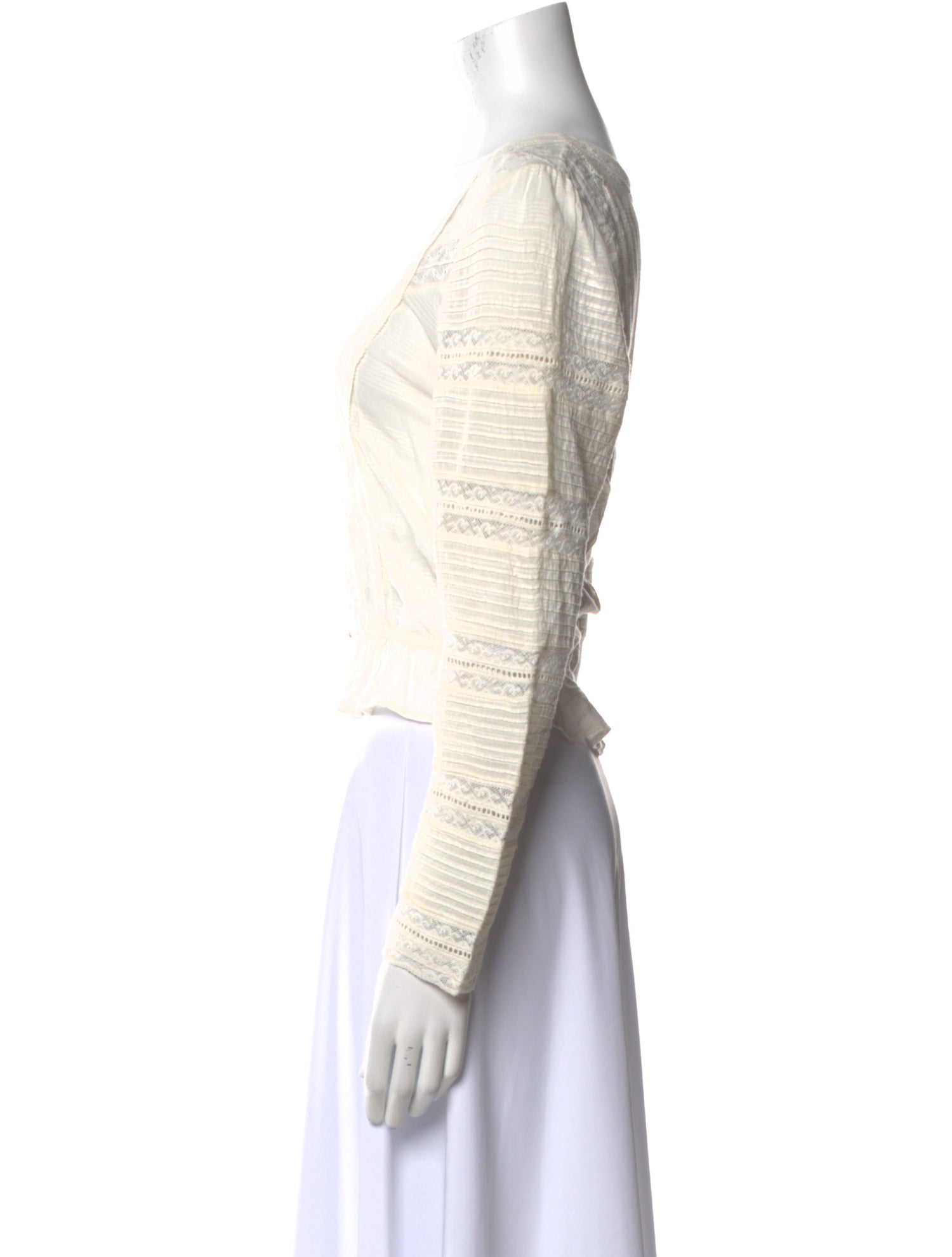 LoveShackFancy V-Neck Long Sleeve Crop Top