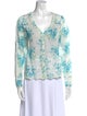 LoveShackFancy Floral Print V-Neck Blouse