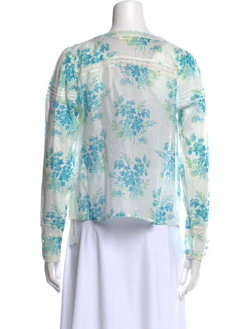 LoveShackFancy Floral Print V-Neck Blouse