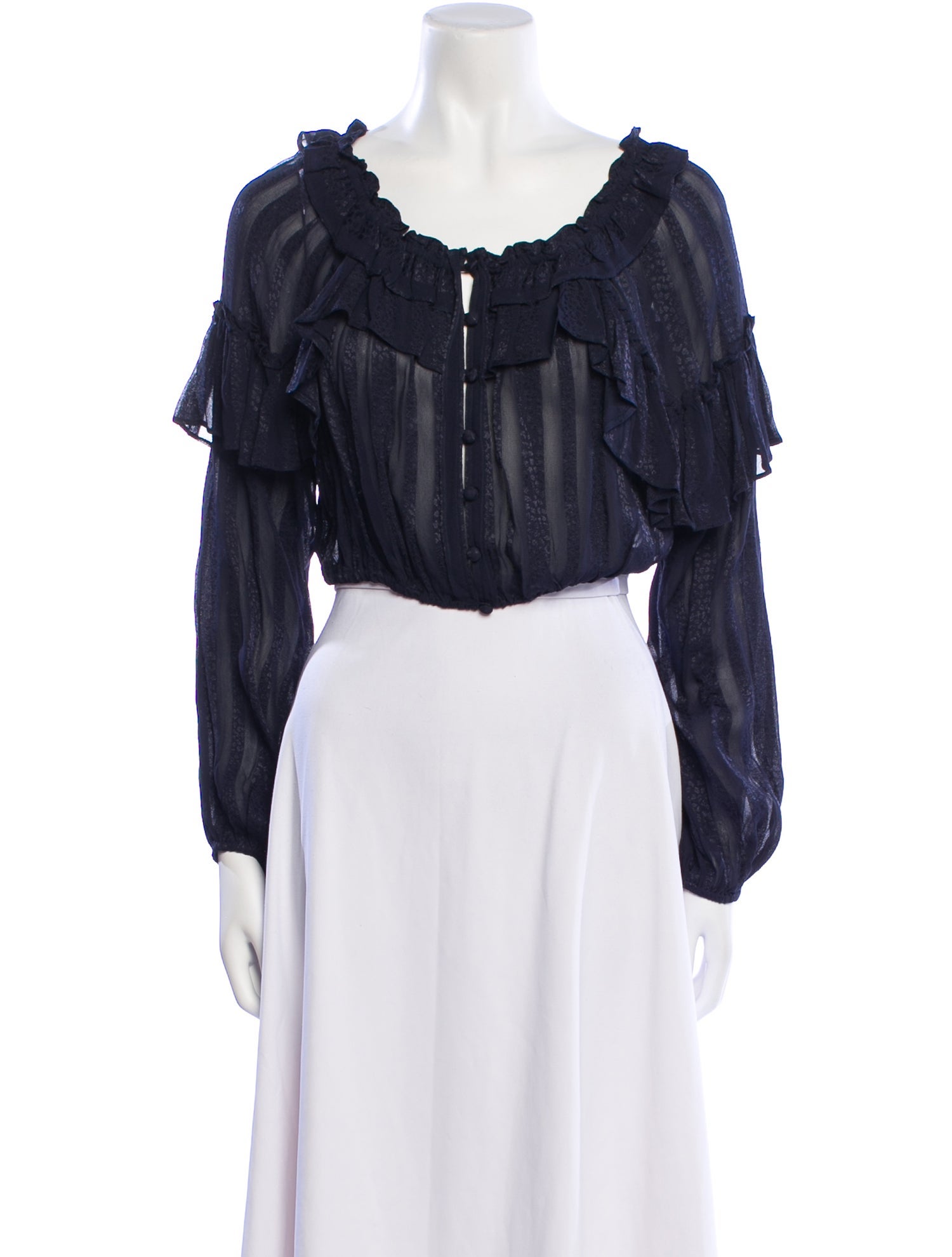 LoveShackFancy Off-The-Shoulder Short Sleeve Crop Top