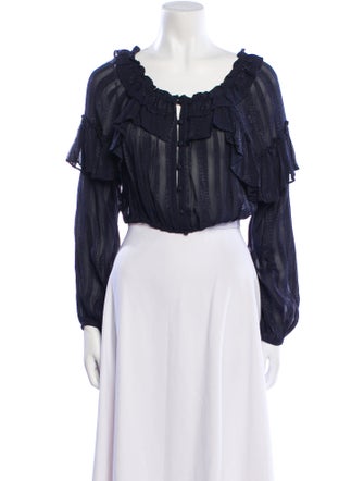 LoveShackFancy Off-The-Shoulder Short Sleeve Crop Top