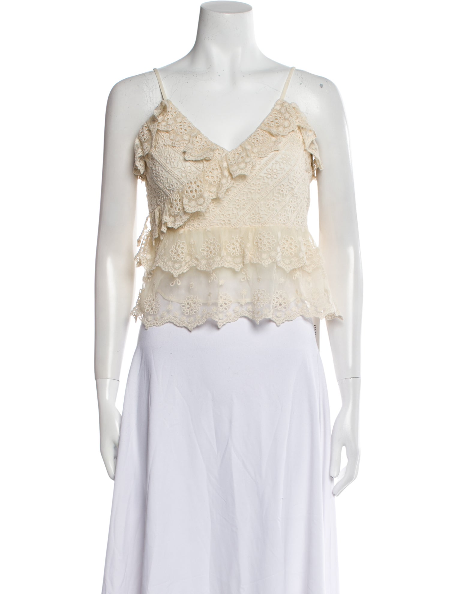 LoveShackFancy V-Neck Sleeveless Crop Top