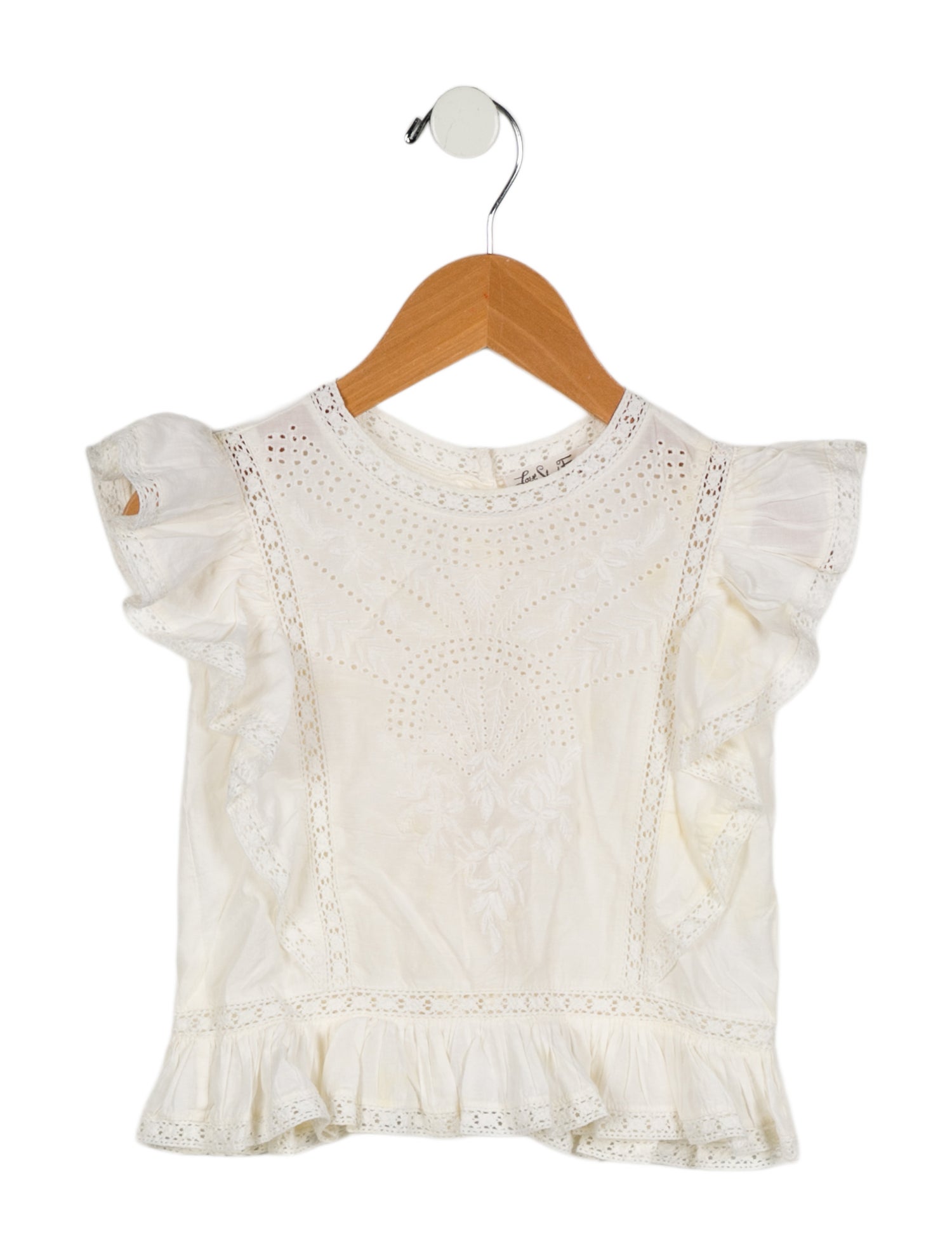 LoveShackFancy Toddler Girls' Embroidered Short Sleeve Top