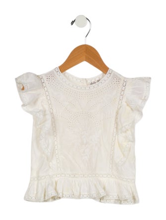 LoveShackFancy Toddler Girls' Embroidered Short Sleeve Top
