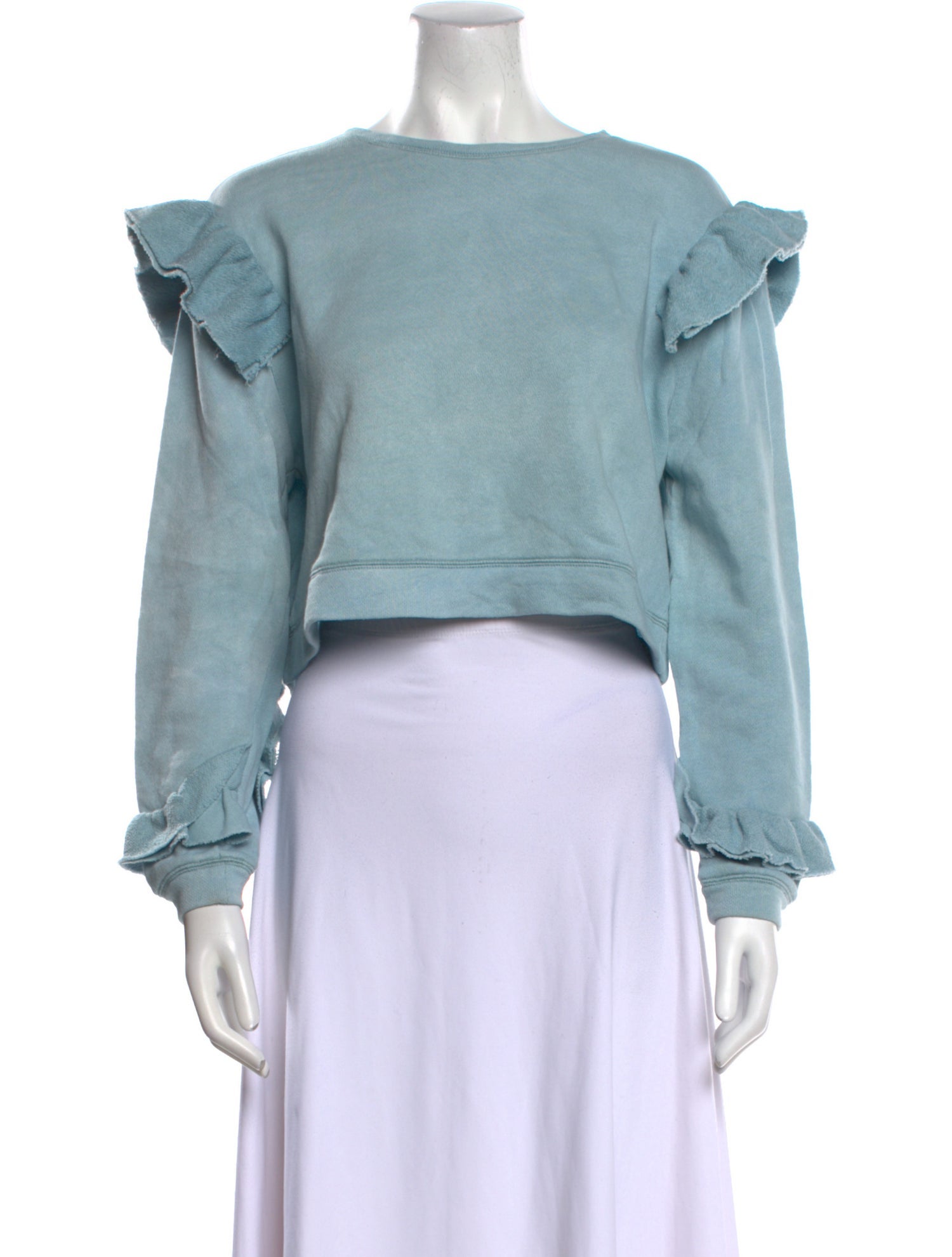 LoveShackFancy Bateau Neckline Long Sleeve Crop Top