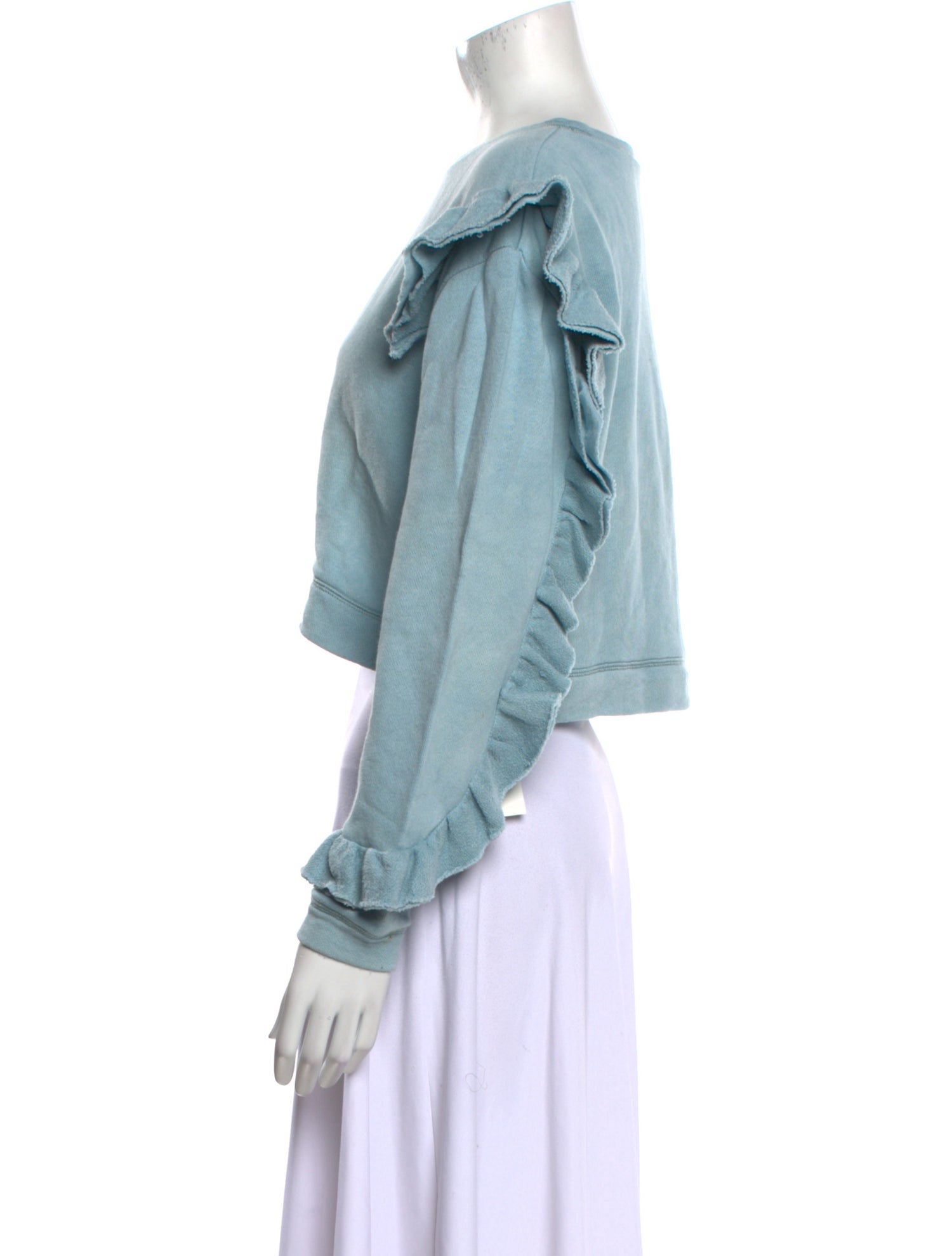 LoveShackFancy Bateau Neckline Long Sleeve Crop Top