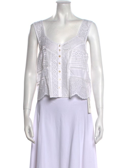 LoveShackFancy Lace Pattern Square Neckline Crop Top