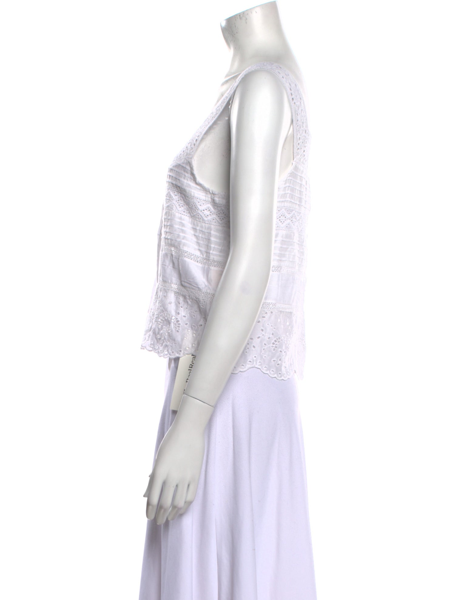 LoveShackFancy Lace Pattern Square Neckline Crop Top