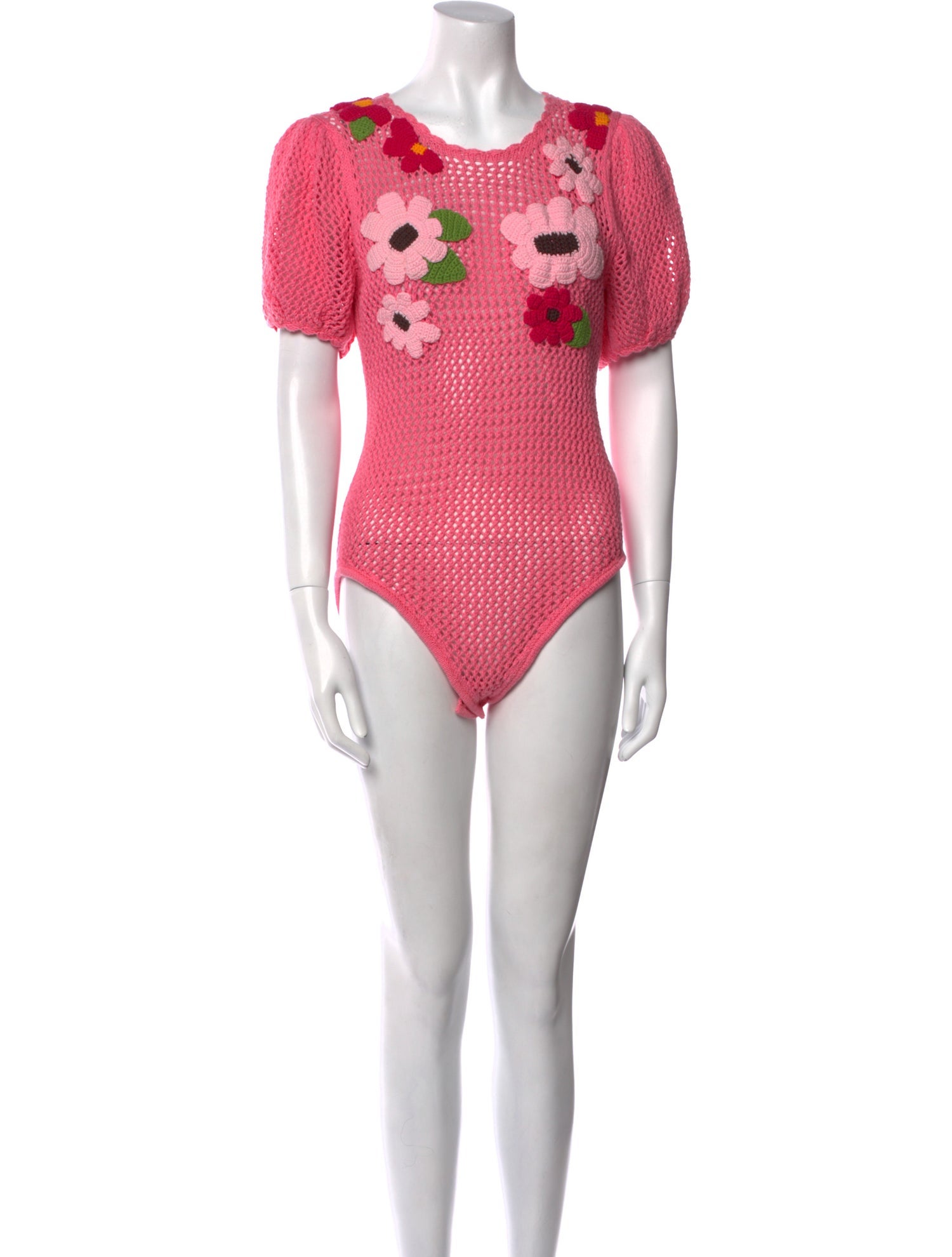 LoveShackFancy Floral Print Crew Neck Bodysuit