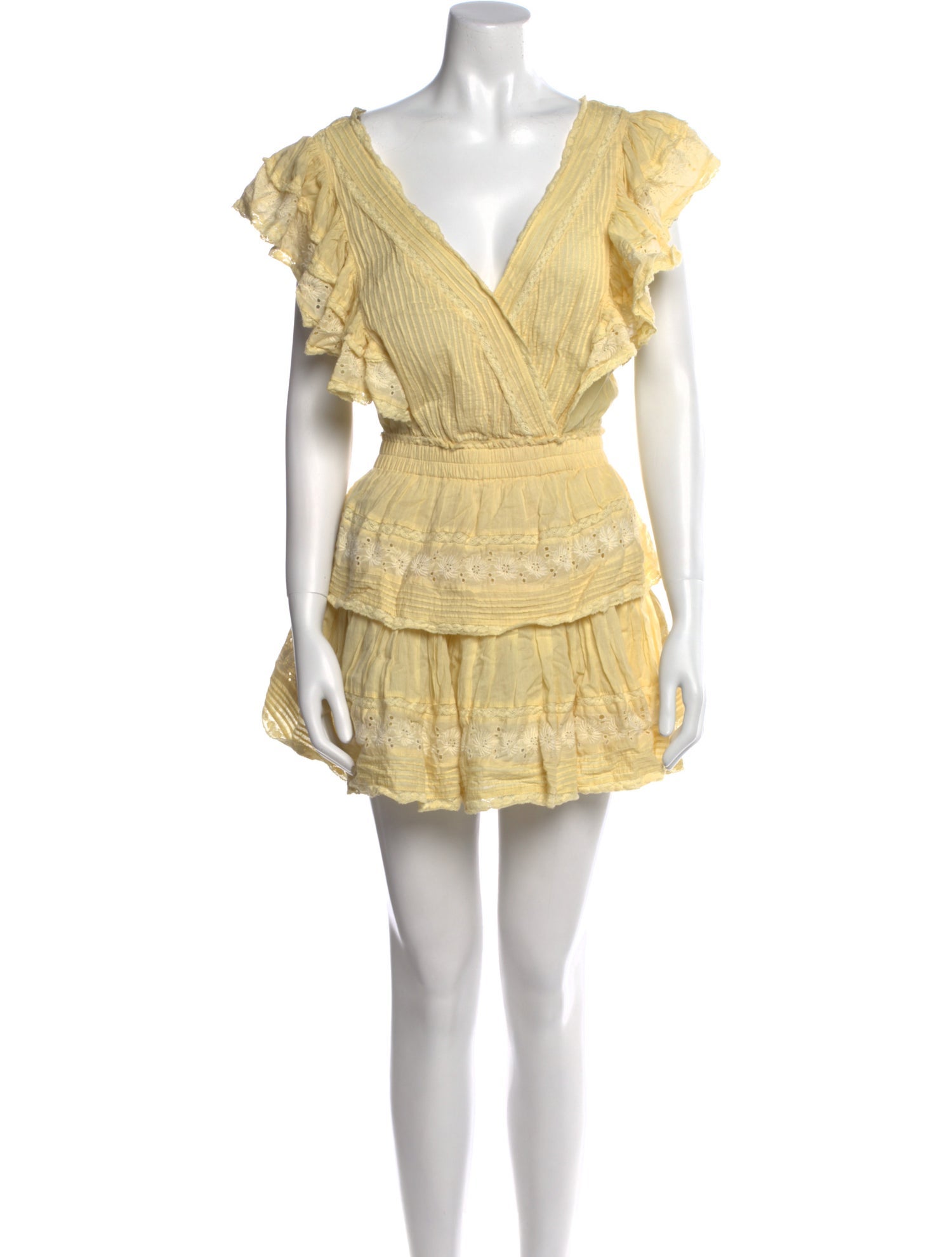 LoveShackFancy V-Neck Mini Dress