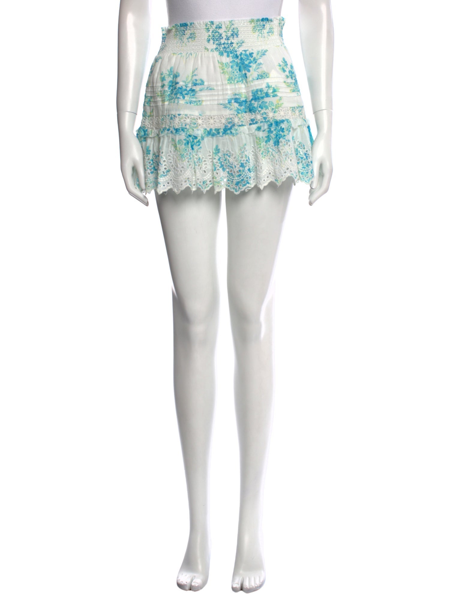 LoveShackFancy Floral Print Mini Skirt