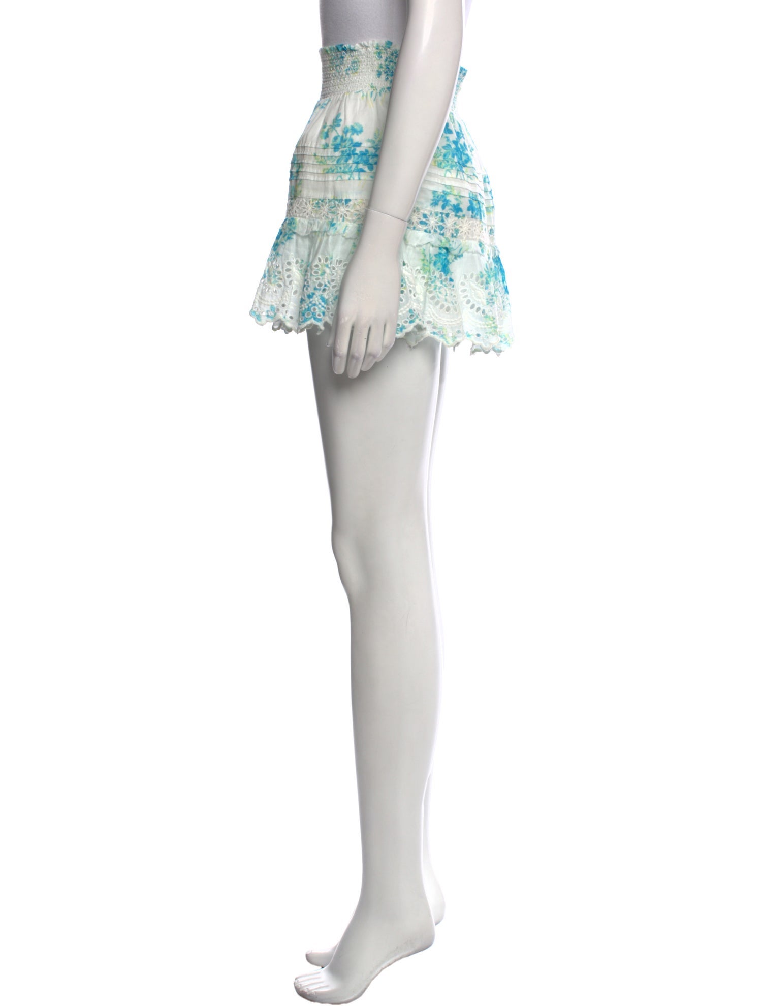 LoveShackFancy Floral Print Mini Skirt