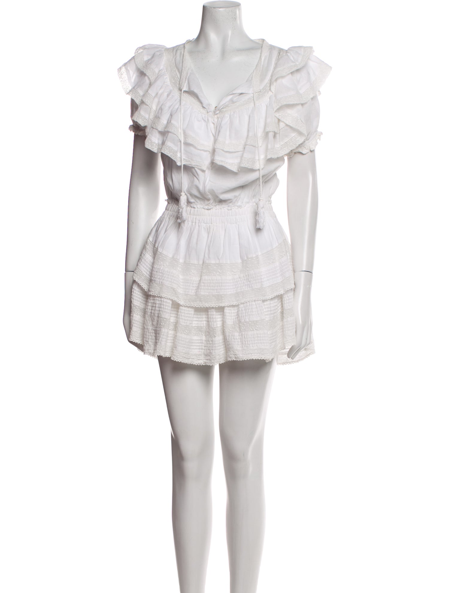 LoveShackFancy V-Neck Mini Dress