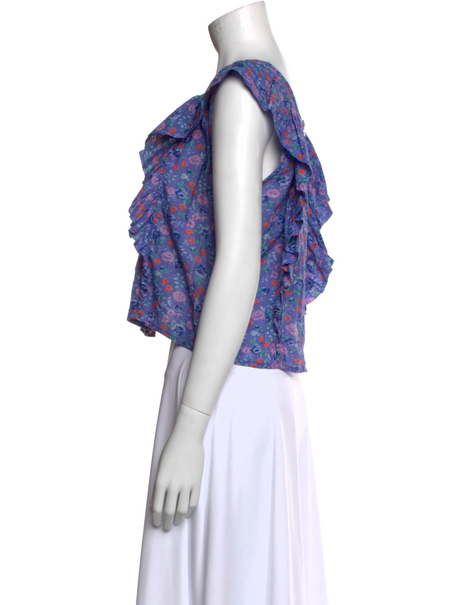 LoveShackFancy Floral Print Square Neckline Crop Top