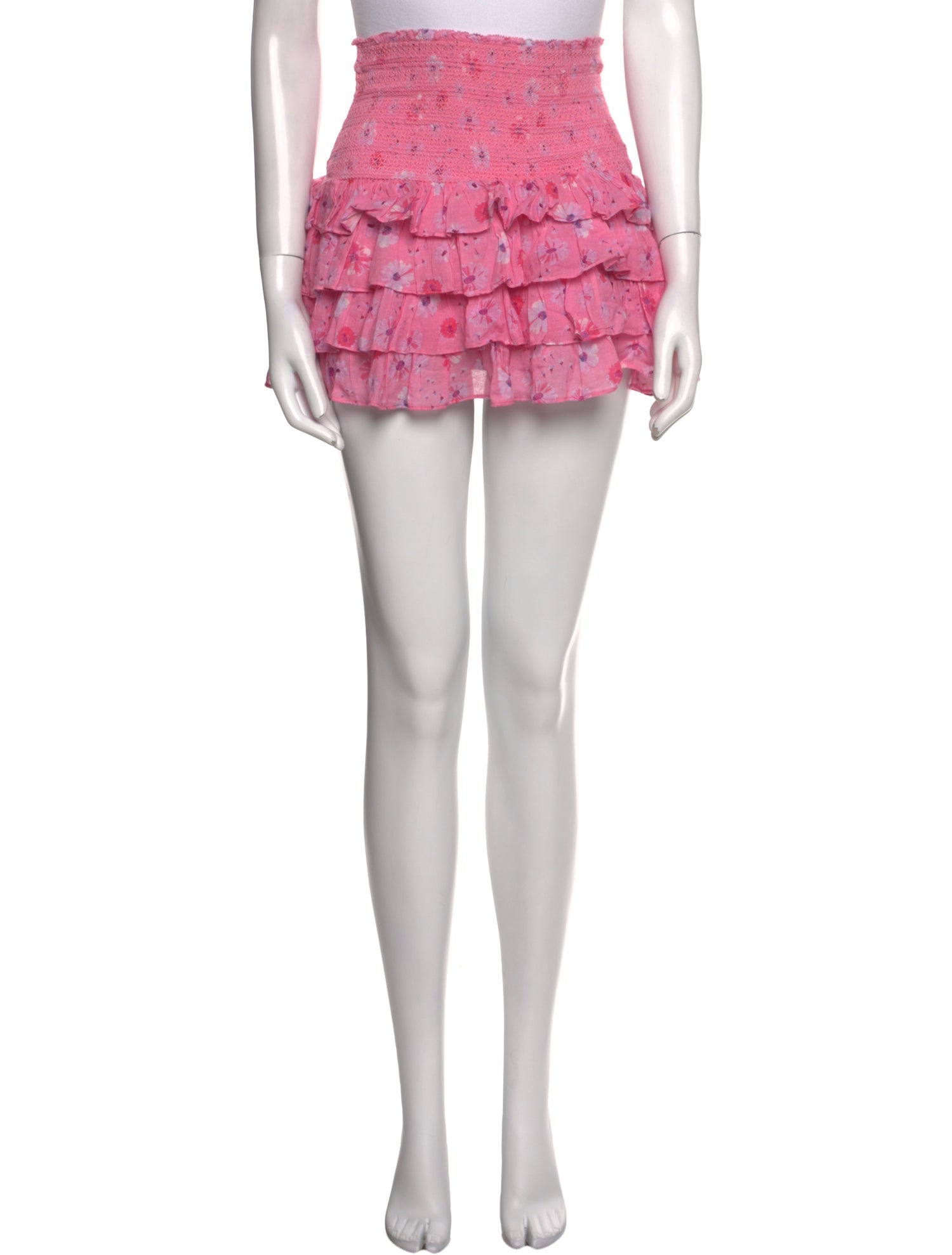 LoveShackFancy Floral Print Mini Skirt