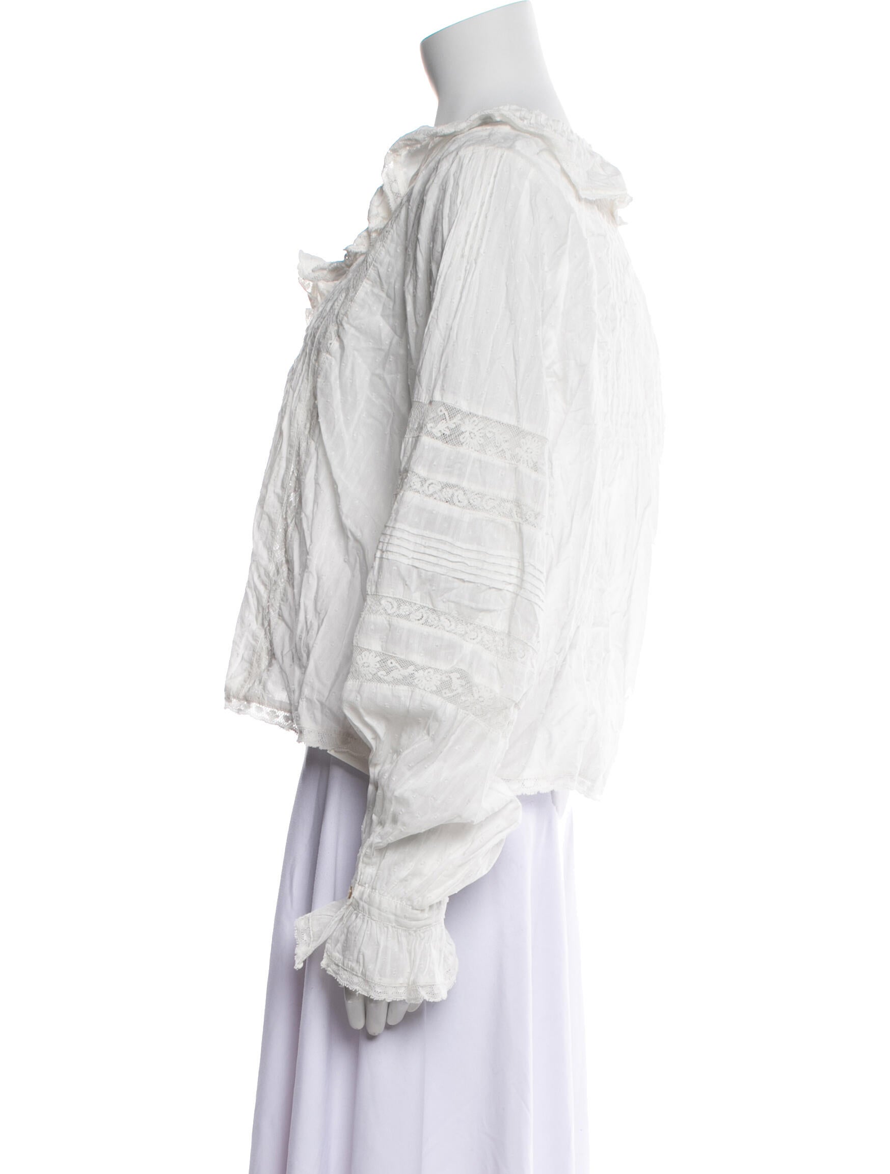 LoveShackFancy V-Neck Long Sleeve Crop Top