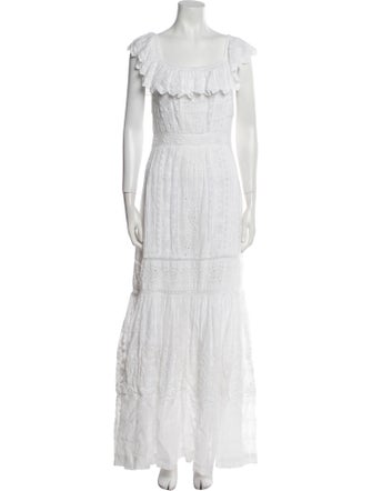 LoveShackFancy Square Neckline Long Dress