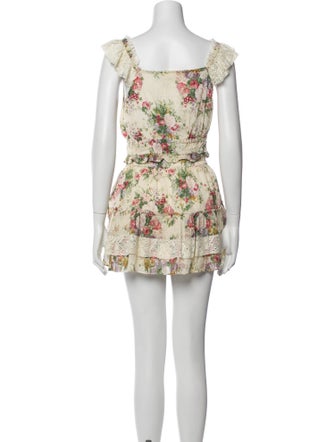 LoveShackFancy Floral Print Ruffle Embellishment Skirt Set