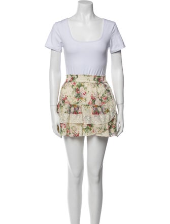 LoveShackFancy Floral Print Ruffle Embellishment Skirt Set