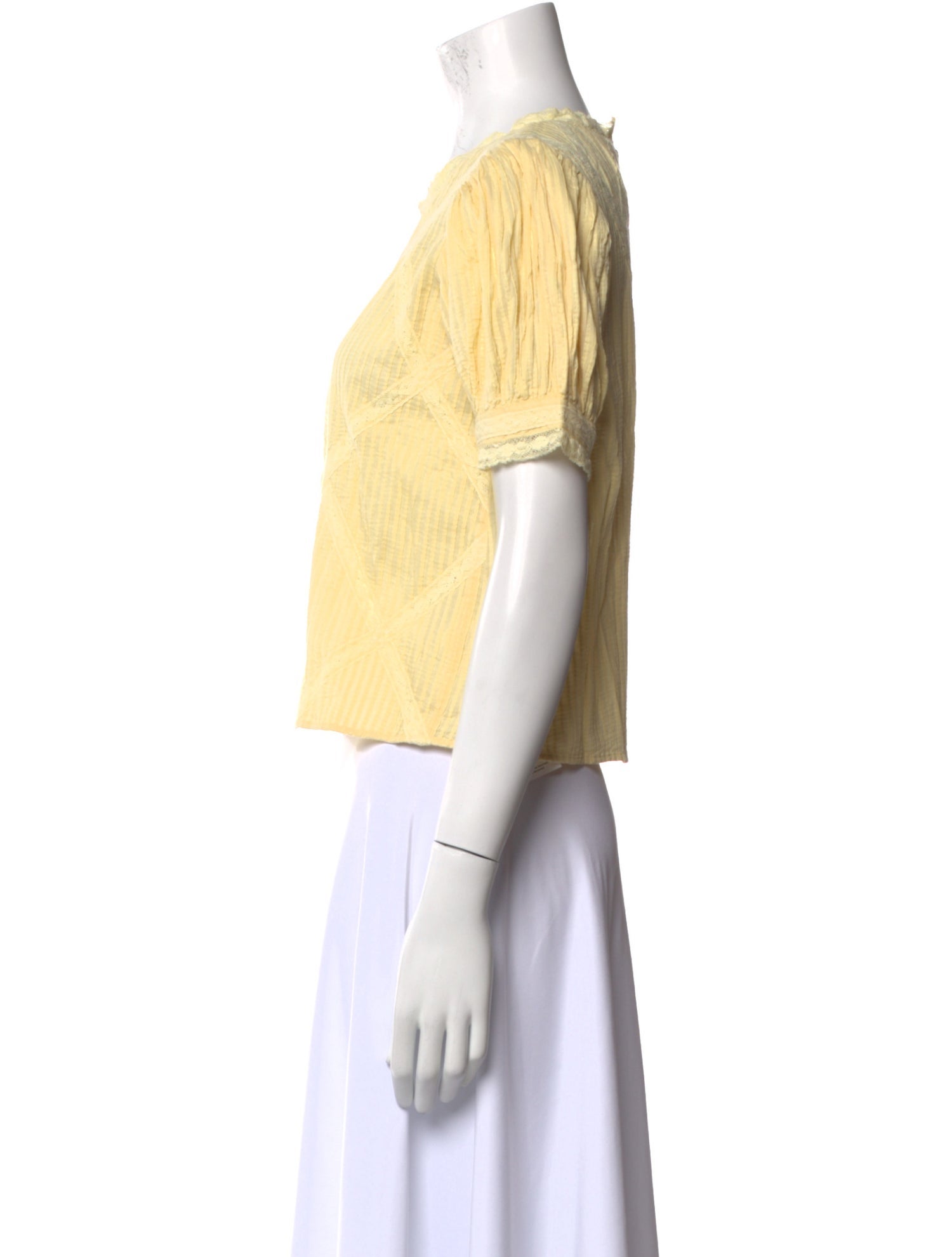 LoveShackFancy Crew Neck Short Sleeve Crop Top