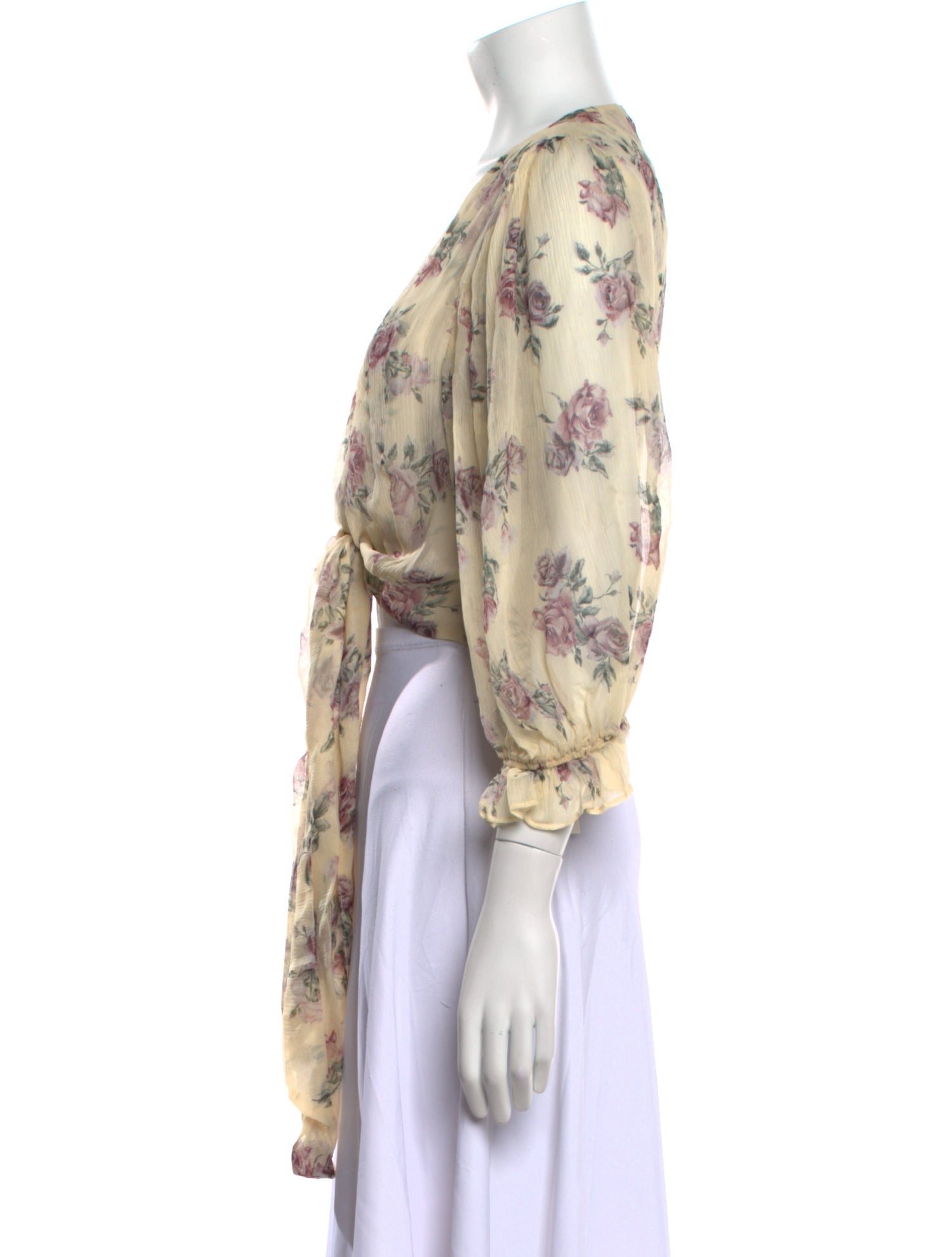 LoveShackFancy Silk Floral Print Crop Top