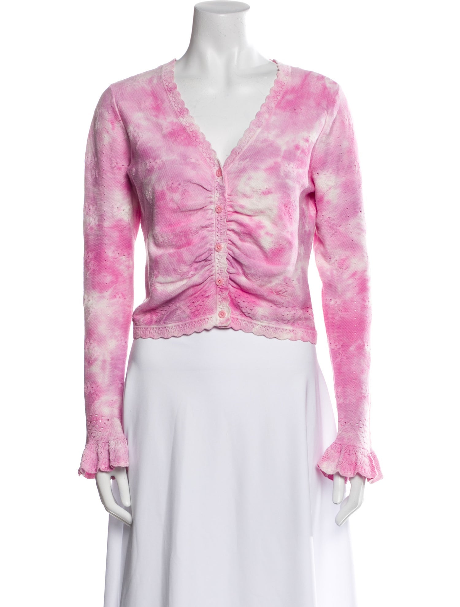 LoveShackFancy Tie-Dye Print V-Neck Sweater