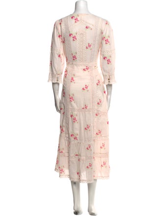 LoveShackFancy Floral Print Long Dress