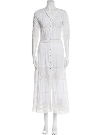 LoveShackFancy V-Neck Long Dress