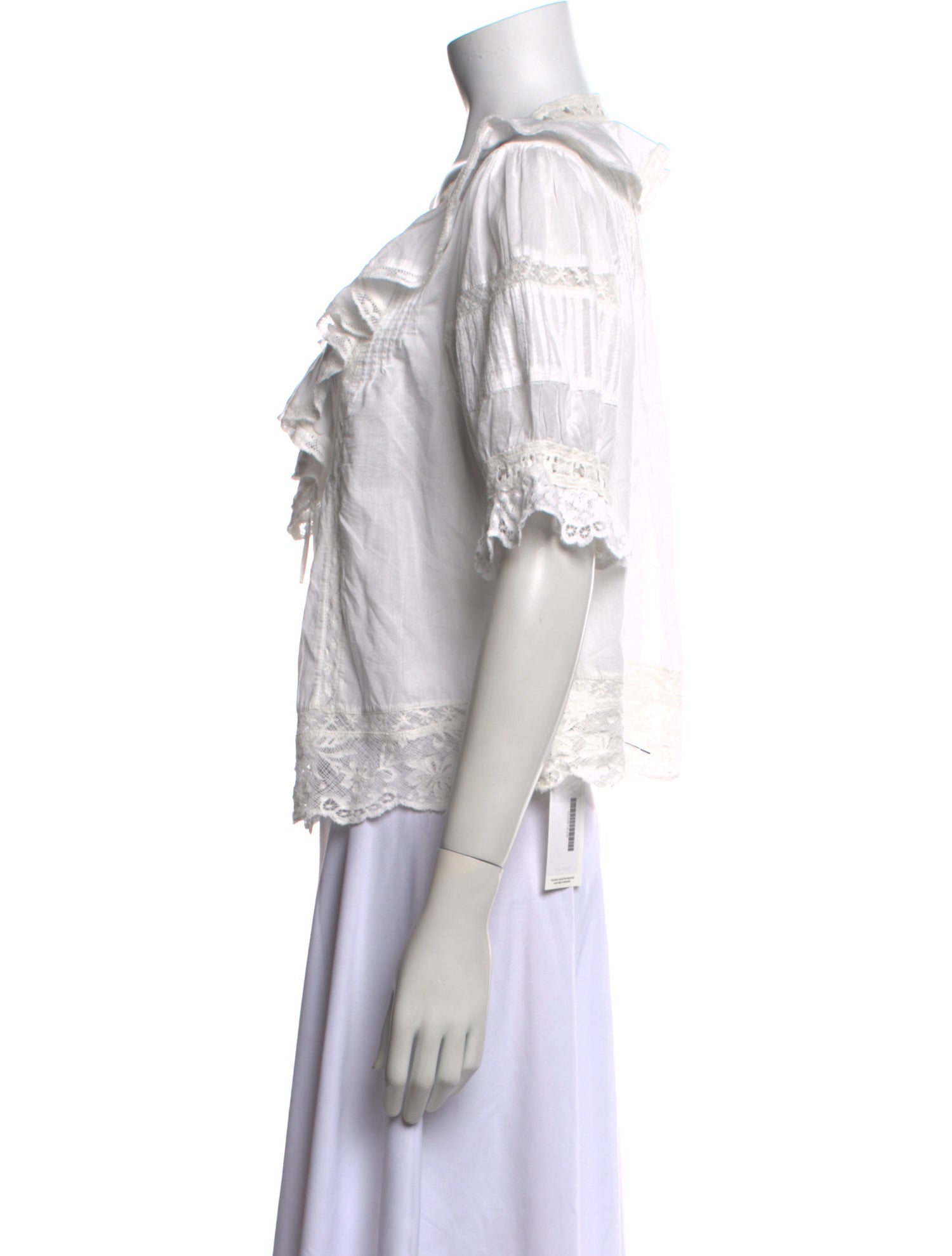 LoveShackFancy V-Neck Short Sleeve Blouse